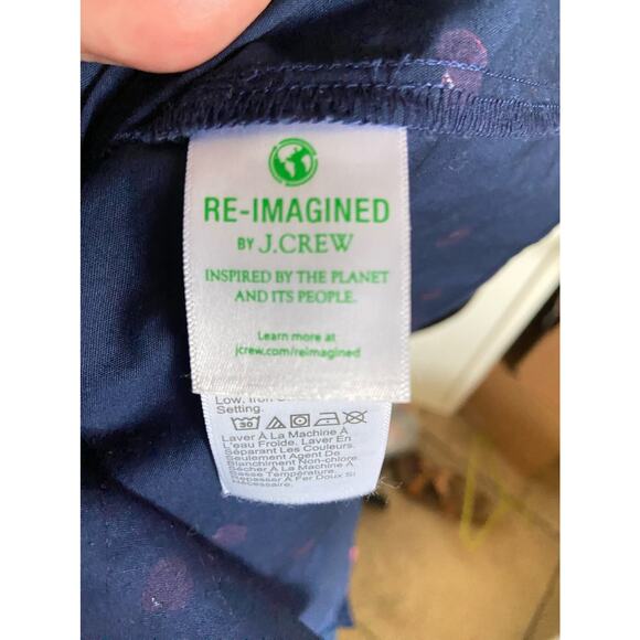 J. Crew Womens Blouse L Cotton Poplin Shirt Signature Fit Apples Blue Pink NEW - Picture 6 of 7